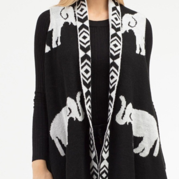 NWT *BOUTIQUE*    ELEPHANT OPEN LONG VEST   OSFALL - Picture 2 of 4